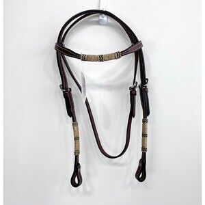 Riata Leather Rawhide Wrapped Western Browband Headstall w/ Brow Bridle